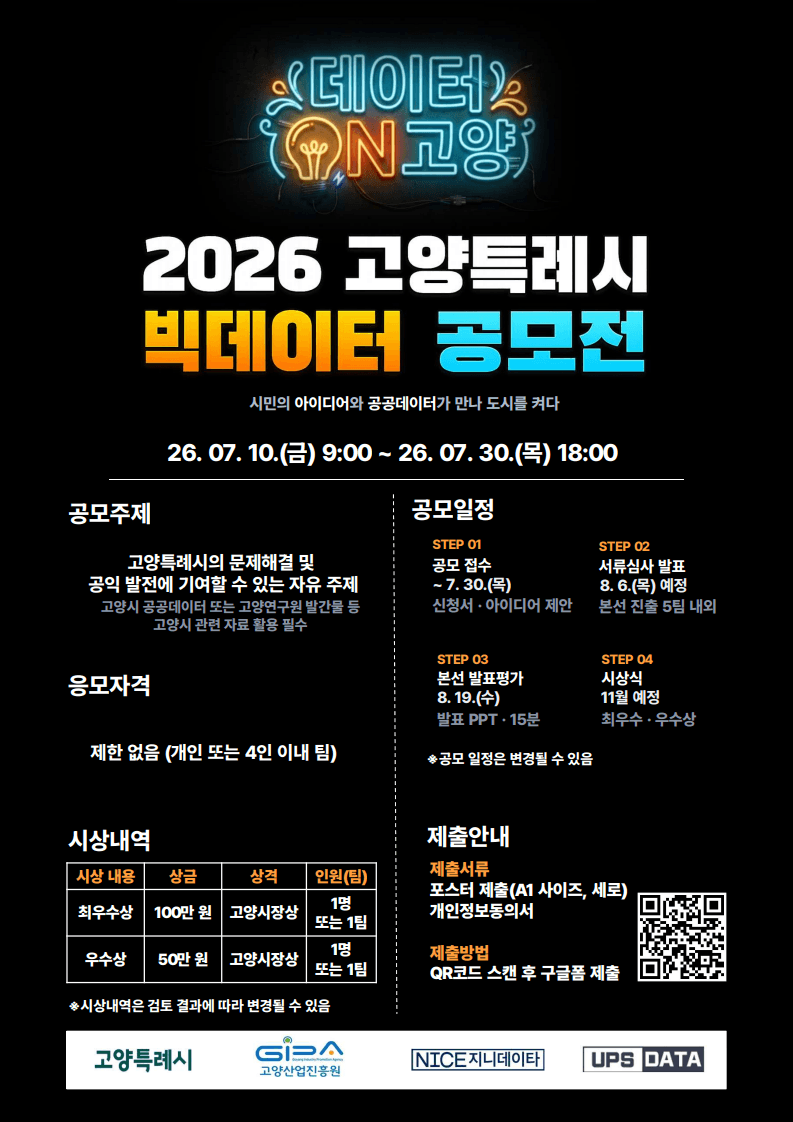 고양특례시 빅데이터 공모전 참가자 모집